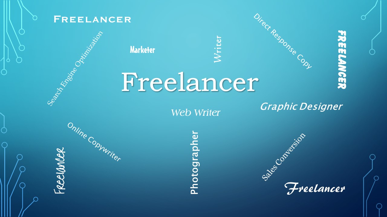 Freelancer word diagram - blue